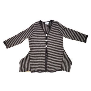 Bryn Walker Cardigan Striped Lagenlook Open Draped Asymmetrical Size Small